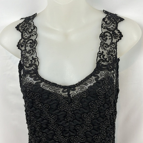 Free People Foiled Again Black Metallic Treaded Lace Bodycon Dress Black Size M - Picture 7 of 12
